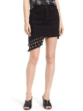 NWT Misa Los Angeles Superstar Asymmetrical Black Mini Skirt Size 26 $215 [jb]